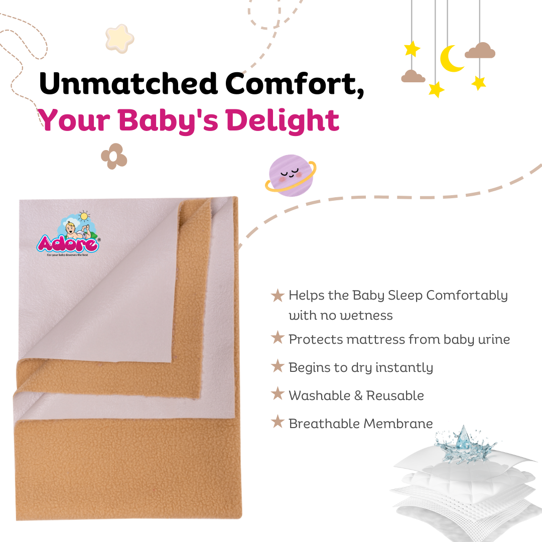 Adore Insta Dry Water Absorbent Baby Bed Protector Sheet - Large - 100*140cm -BEIGE