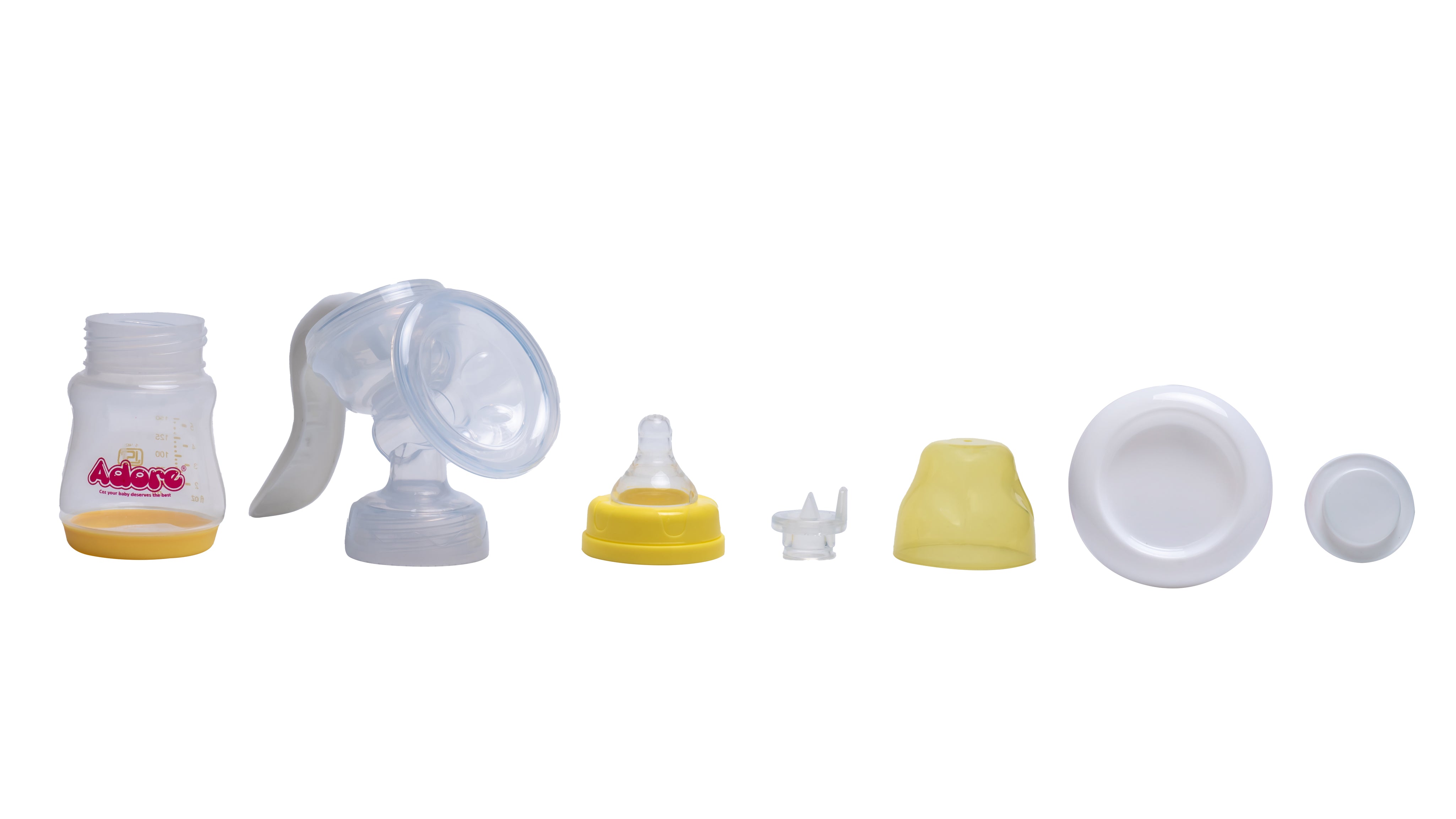 Adore Wowsome 3 Stage Manual Breast Pump with Feeding Bottle - Yellow
