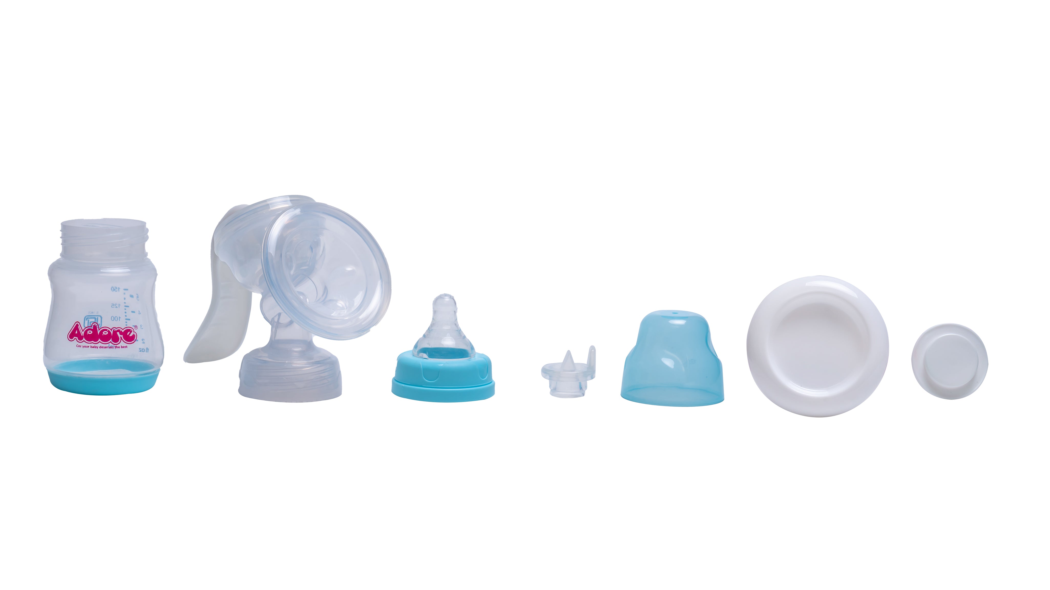 Adore Wowsome 3 Stage Manual Breast Pump with Feeding Bottle - Blue