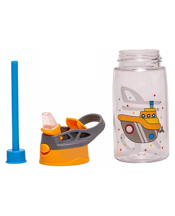 Adore Basics Land Era Straw Sipper Water Bottle with Handle - 500 ml Orange Ship