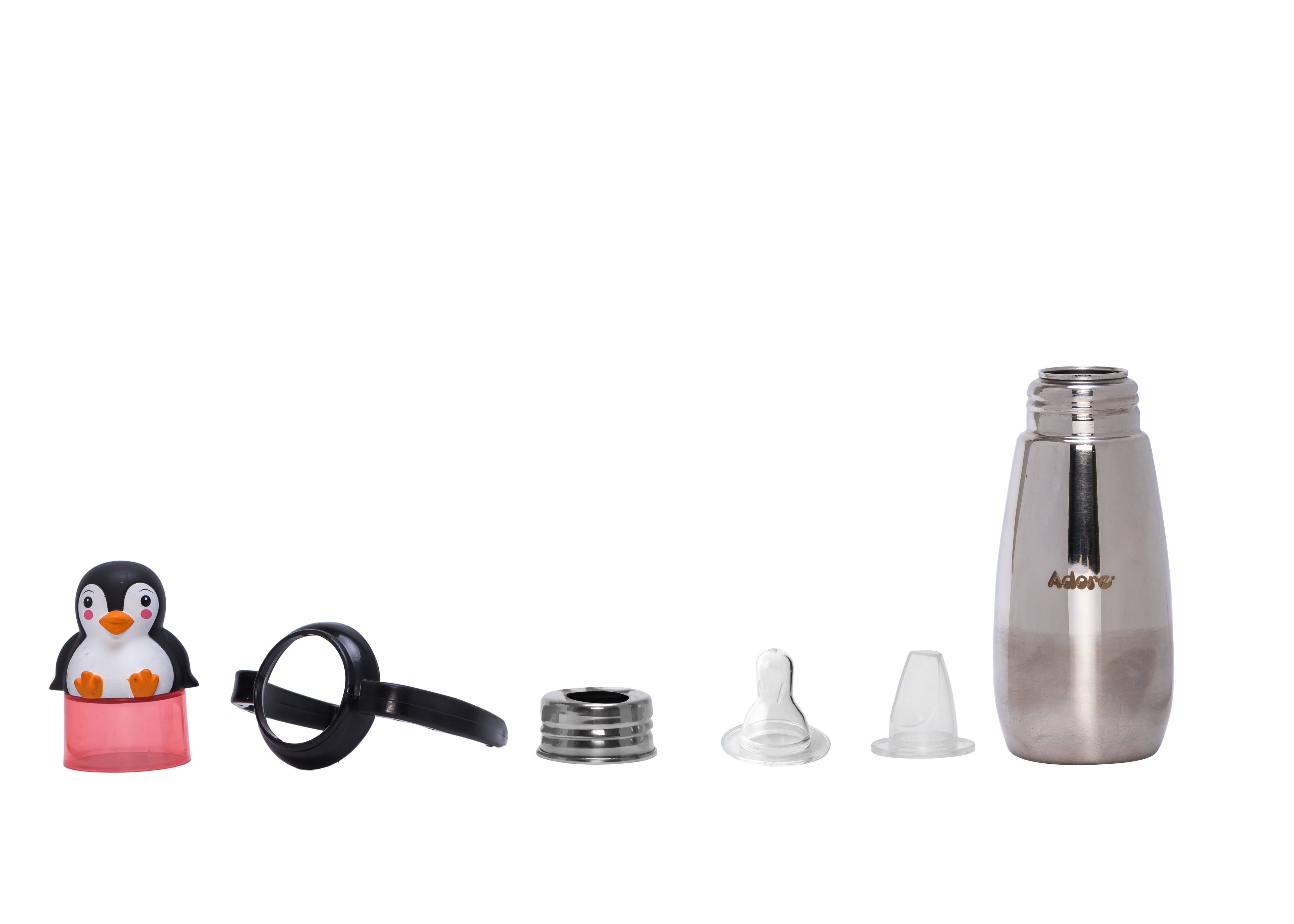 Adore Neomaxx! 2 in 1 Characterhood Stainless Steel Feeding Bottle 300ml - Penguin