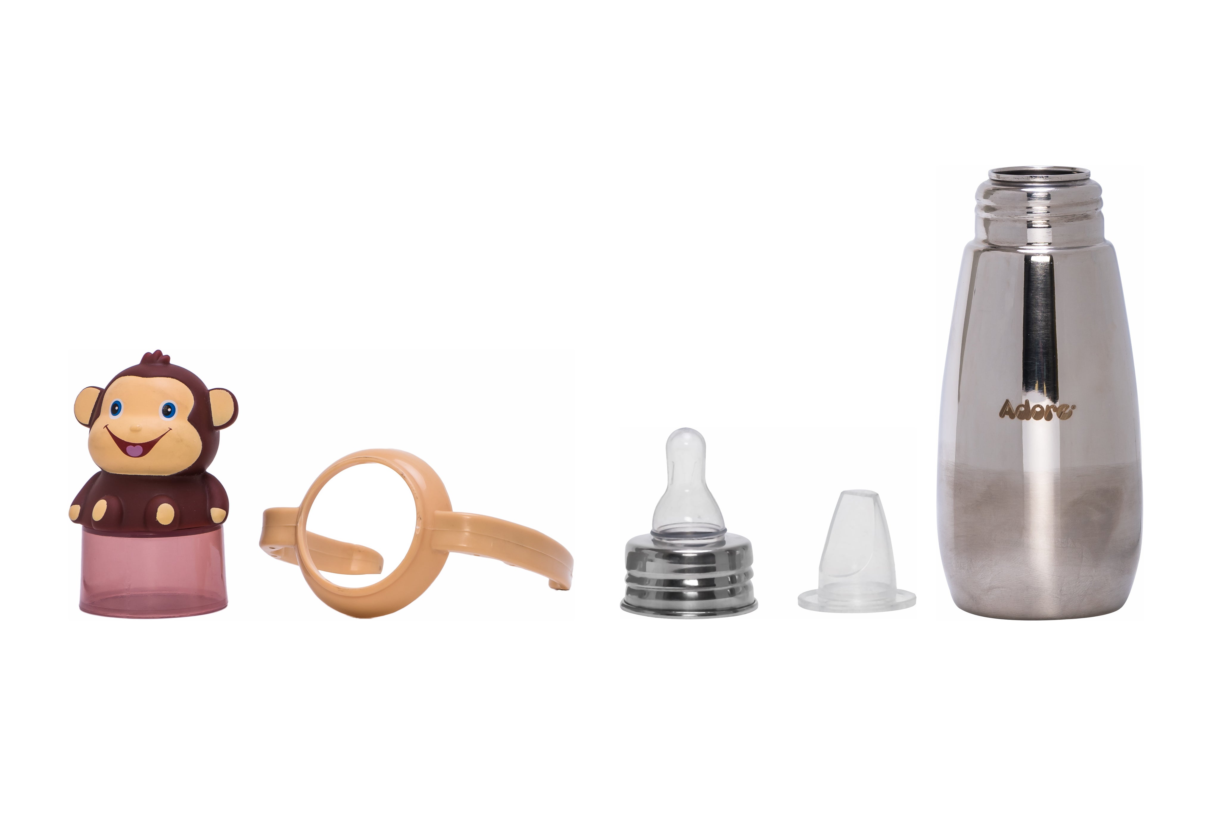 Adore Neomaxx! 2 in 1 Characterhood Stainless Steel Feeding Bottle 300ml - Monkey
