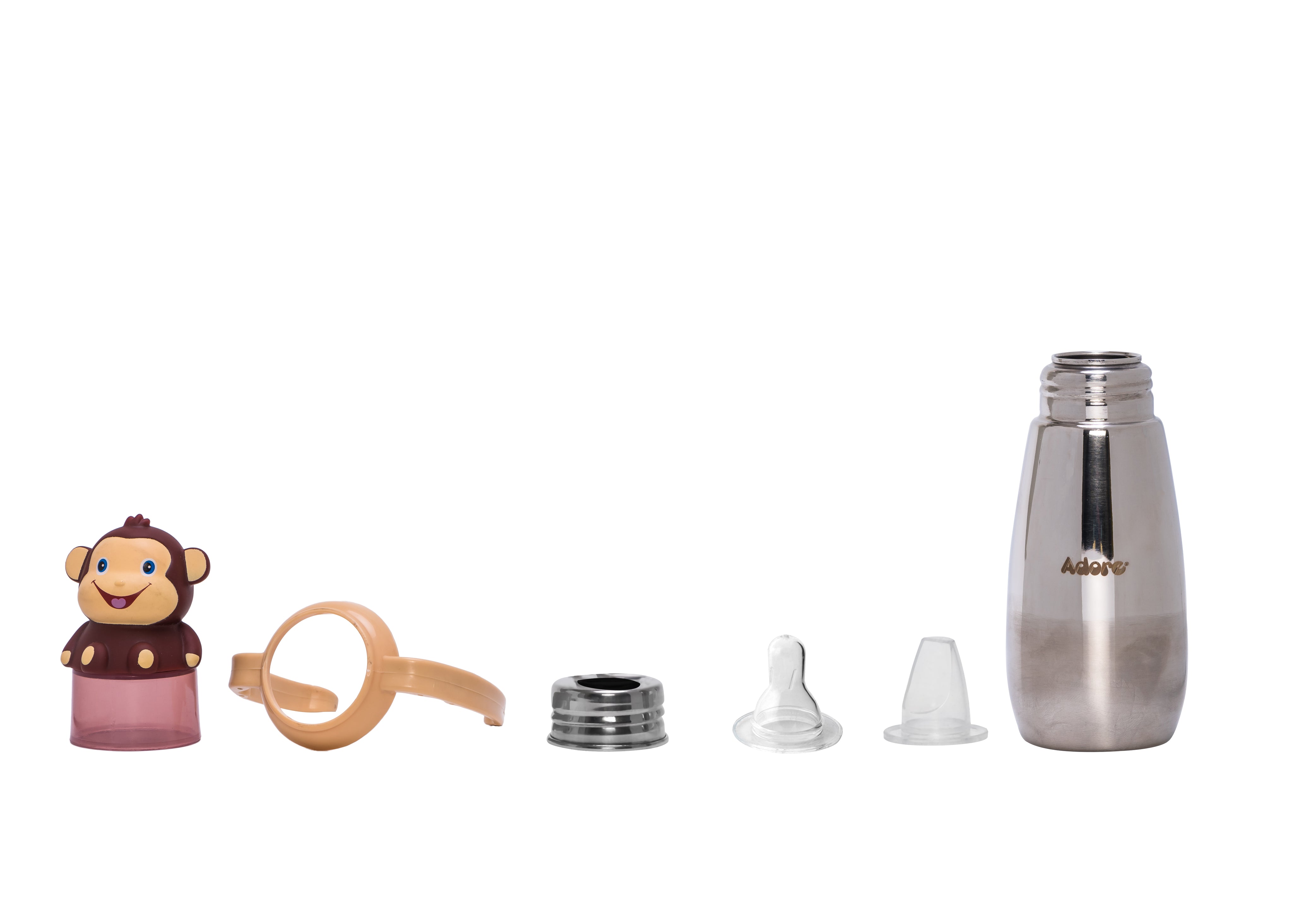 Adore Neomaxx! 2 in 1 Characterhood Stainless Steel Feeding Bottle 300ml - Monkey