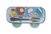 Basics Hokey Portable & Super Sleeky Cutlery Kit with Storage Case - Green