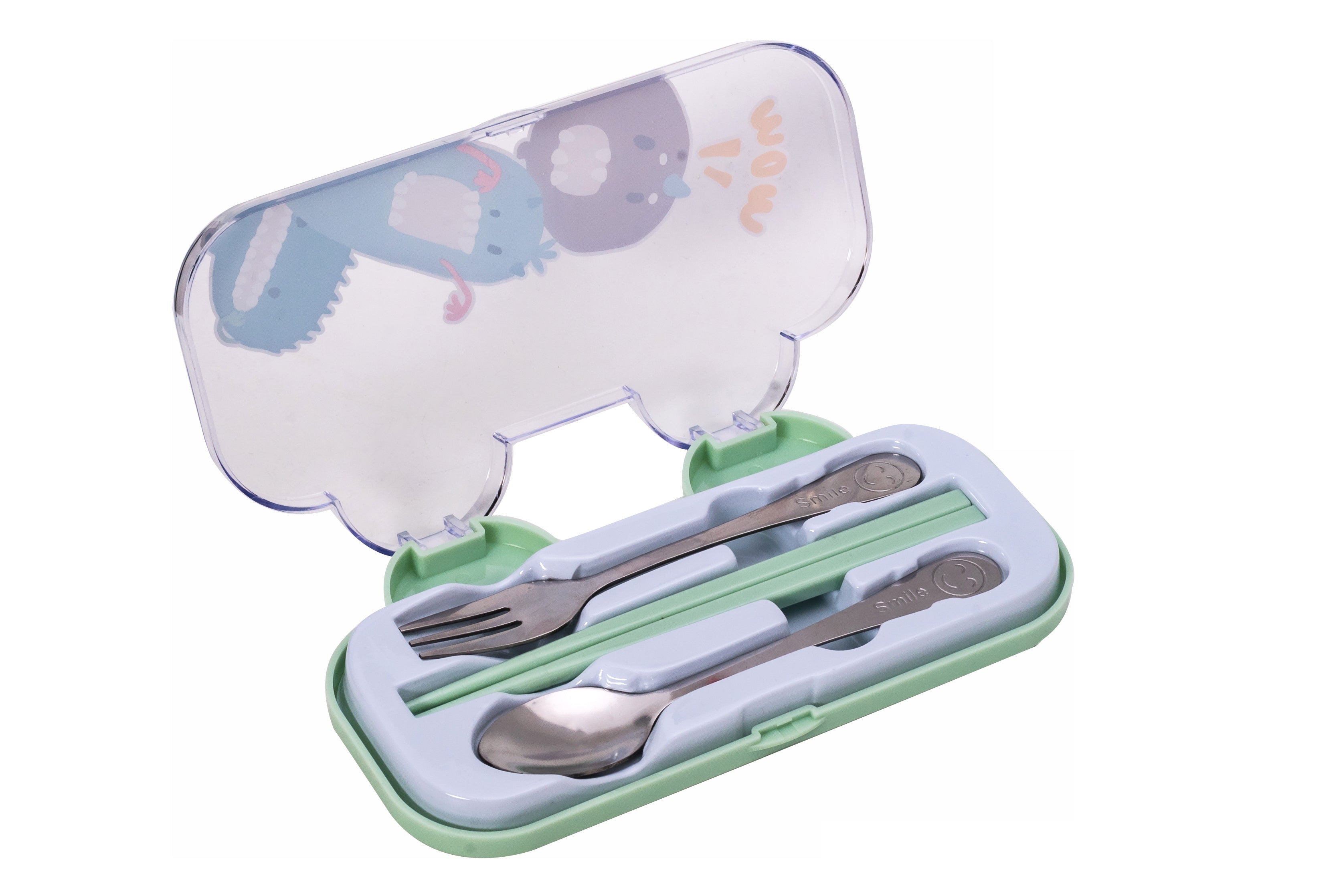 Basics Hokey Portable & Super Sleeky Cutlery Kit with Storage Case - Green