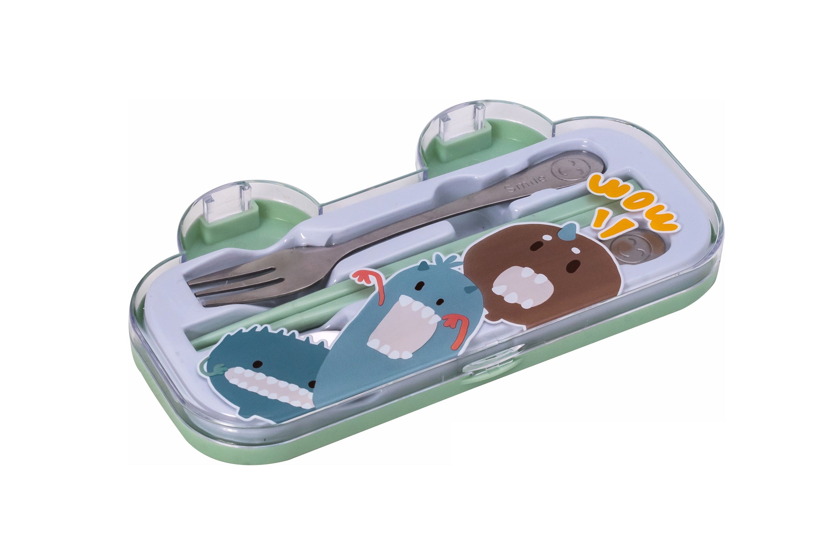 Basics Hokey Portable & Super Sleeky Cutlery Kit with Storage Case - Green
