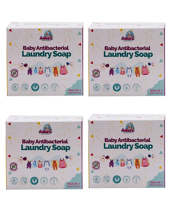 Adore Baby Anti-bacterial Laundry Soap Pack of 12 Pieces - 125 gm Each