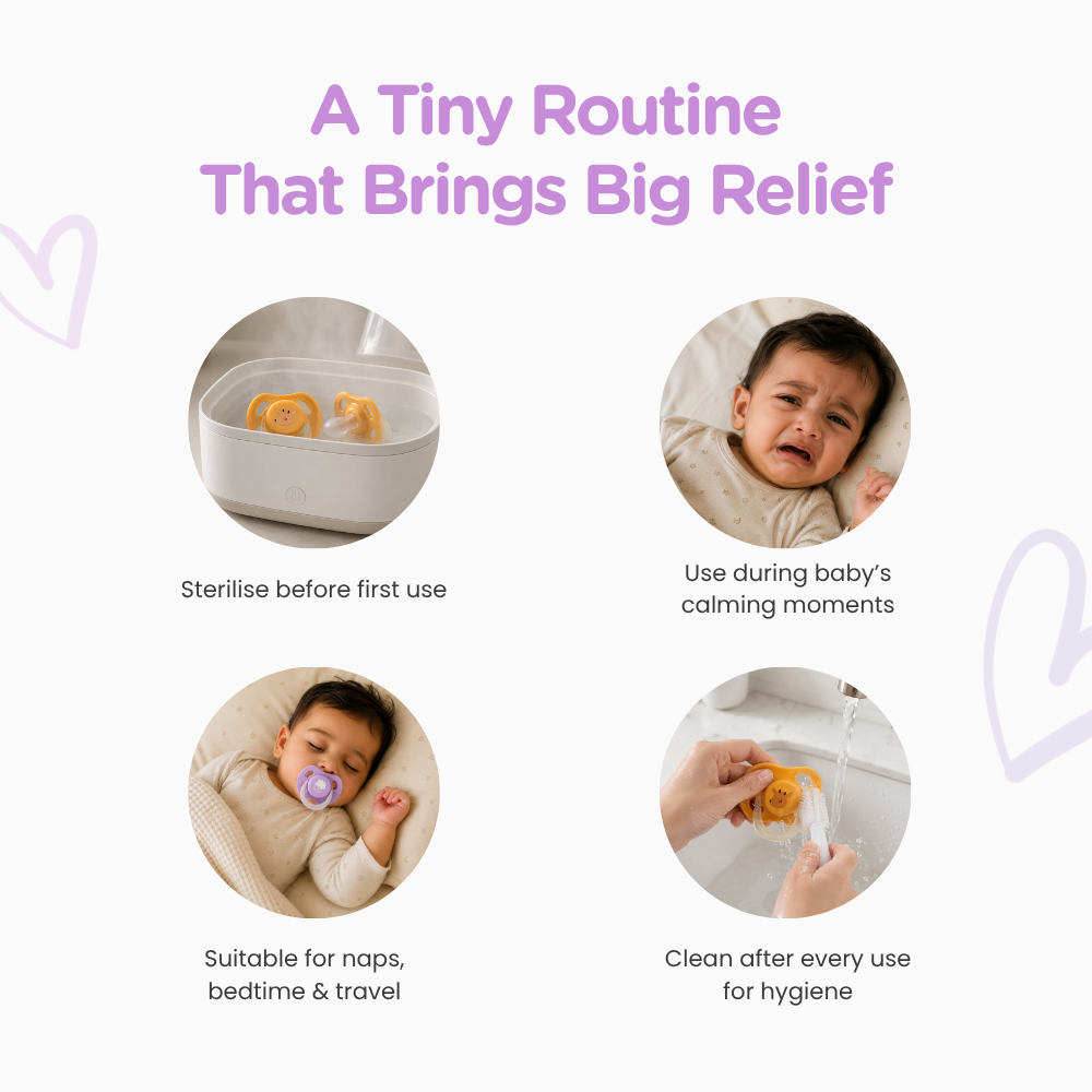 Adore Airo! The Symmetrical Pacifier that Glows in Dark with Storage Case- Purple