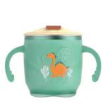 Adore Dodo! Double Wall Insulated Stainless Steel Sipper with Straw & Handle- 250 ml-Green
