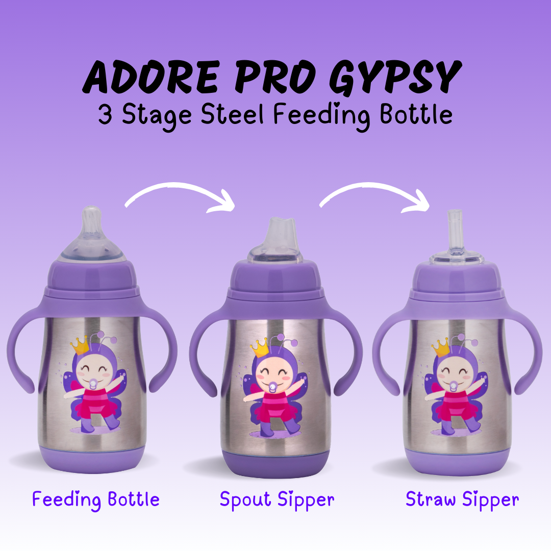 Adore Gypsy! 3Stage Stainless Steel Feeding Bottle With Gravity Ball - Purple