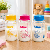 Adore IRIS Borosilicate Glass Milk Storage Bottle- Pack of 3- 125 ml Each