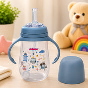 Adore Scotland Wide neck Soft Straw Sipper with Twin Handle-250ml- Blue