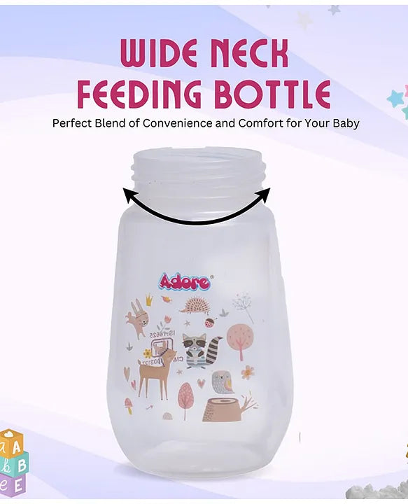 Adore Skoot Sr 2 Stage Wideneck Feeding Bottle - 250 ml - Pink