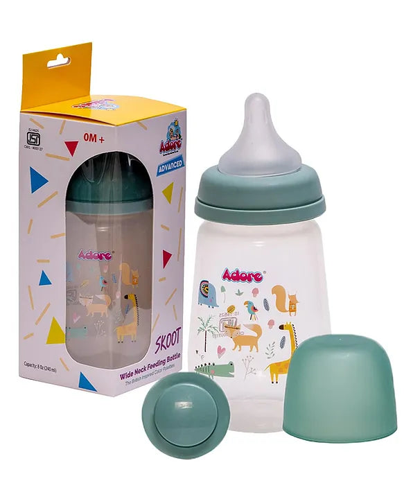 Adore Skoot Sr 2 Stage Wideneck Feeding Bottle - 250 ml - Green