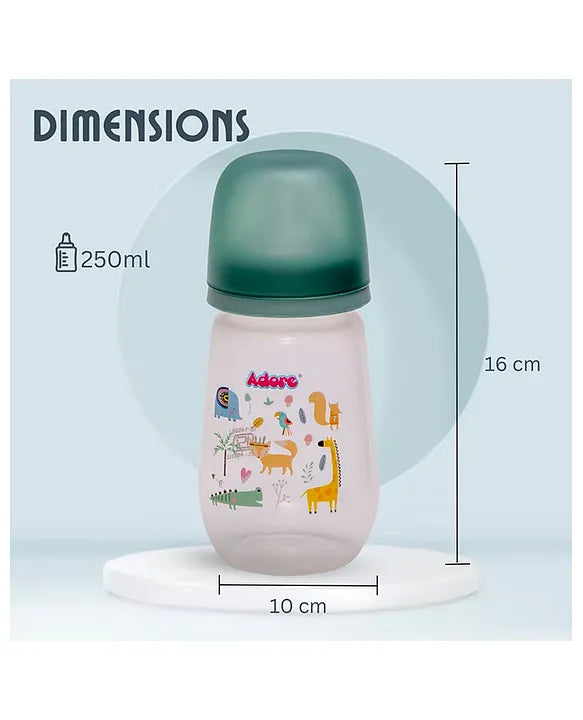 Adore Skoot Sr 2 Stage Wideneck Feeding Bottle - 250 ml - Green