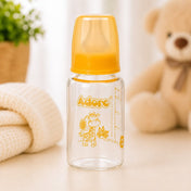 Adore Glaze Junior 2 Stage Borosilicate Glass Feeding Bottle 125ml- Yellow