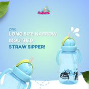 Adore Zing! The Amazing Straw Sipper with Twin Handle- Flip N Sip- 300ml Blue
