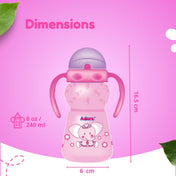 Adore Zing! The Amazing Straw Sipper with Twin Handle- Flip N Sip- 300ml Pink