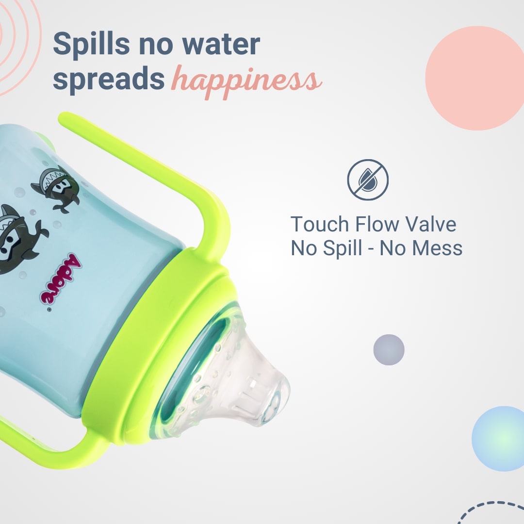 Adore Zippy! The Amazing Soft Silicone Spout Sipper with Twin Handle & Dust Free Hood- 270ml - Blue