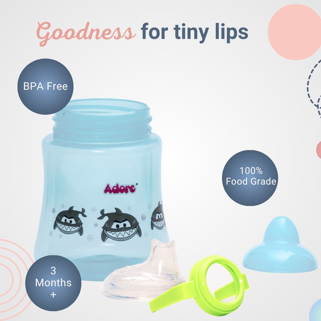 Adore Zippy! The Amazing Soft Silicone Spout Sipper with Twin Handle & Dust Free Hood- 270ml - Blue