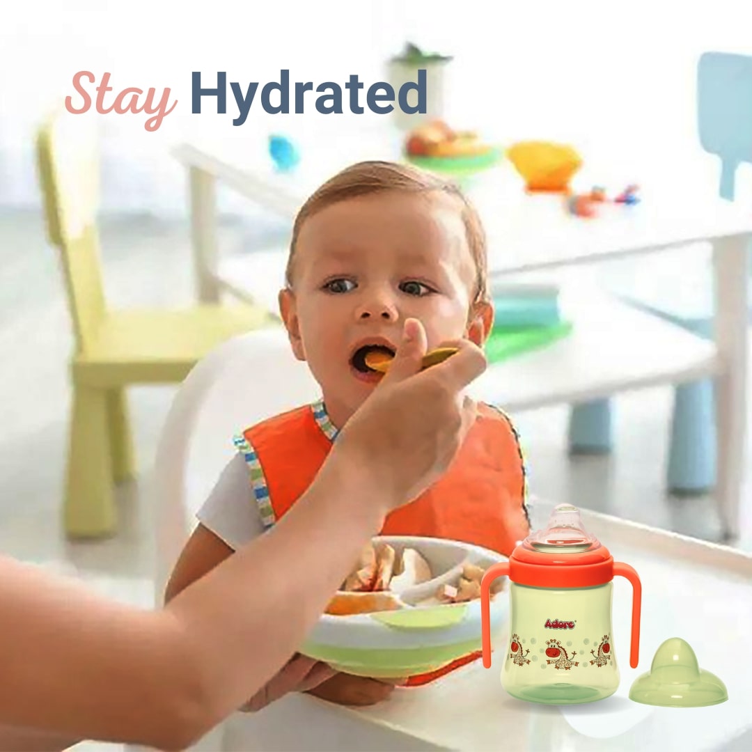 Adore Zippy! The Amazing Soft Silicone Spout Sipper with Twin Handle & Dust Free Hood- 270ml - Green