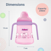 Adore Zippy! The Amazing Soft Silicone Spout Sipper with Twin Handle & Dust Free Hood- 270ml - Pink