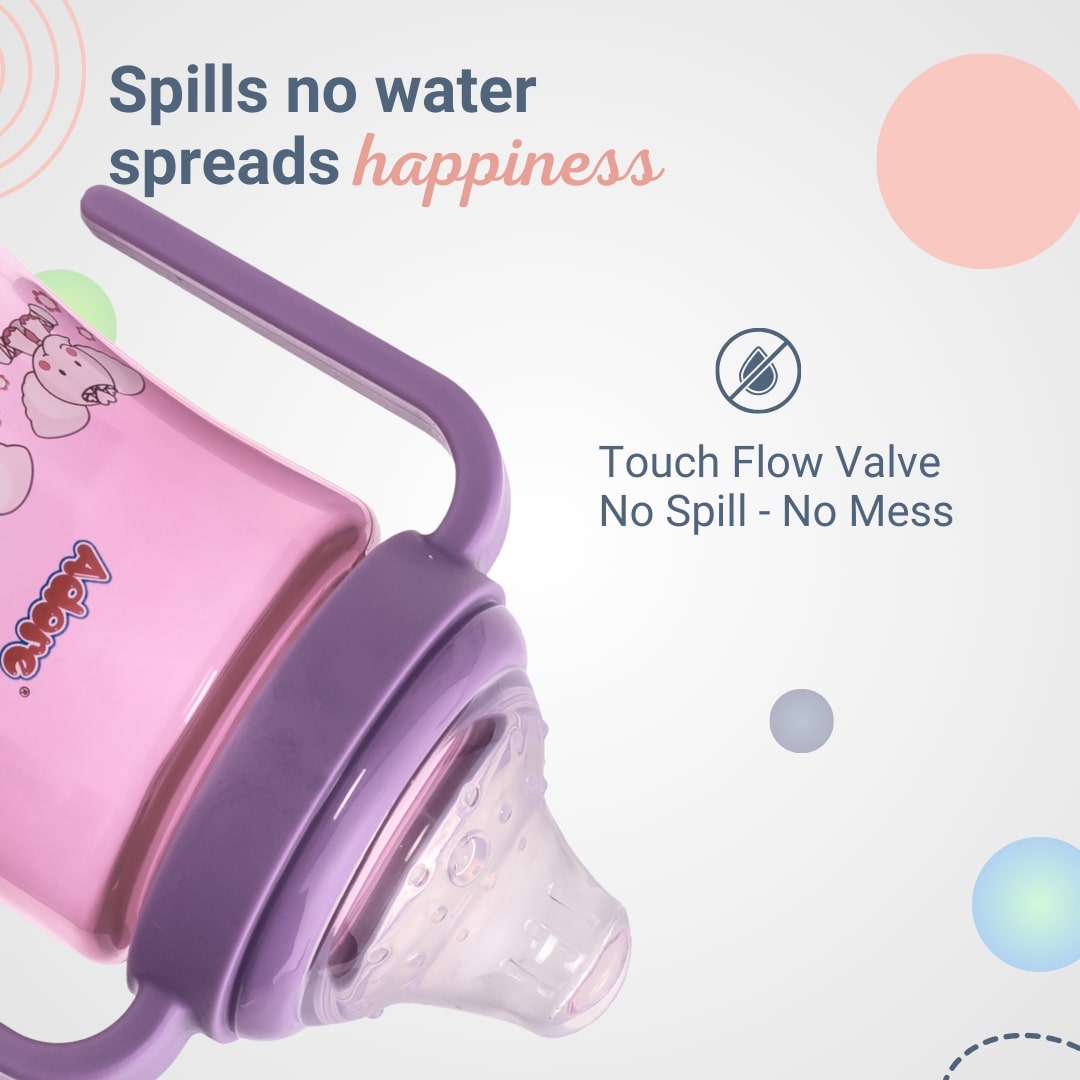 Adore Zippy! The Amazing Soft Silicone Spout Sipper with Twin Handle & Dust Free Hood- 270ml - Pink