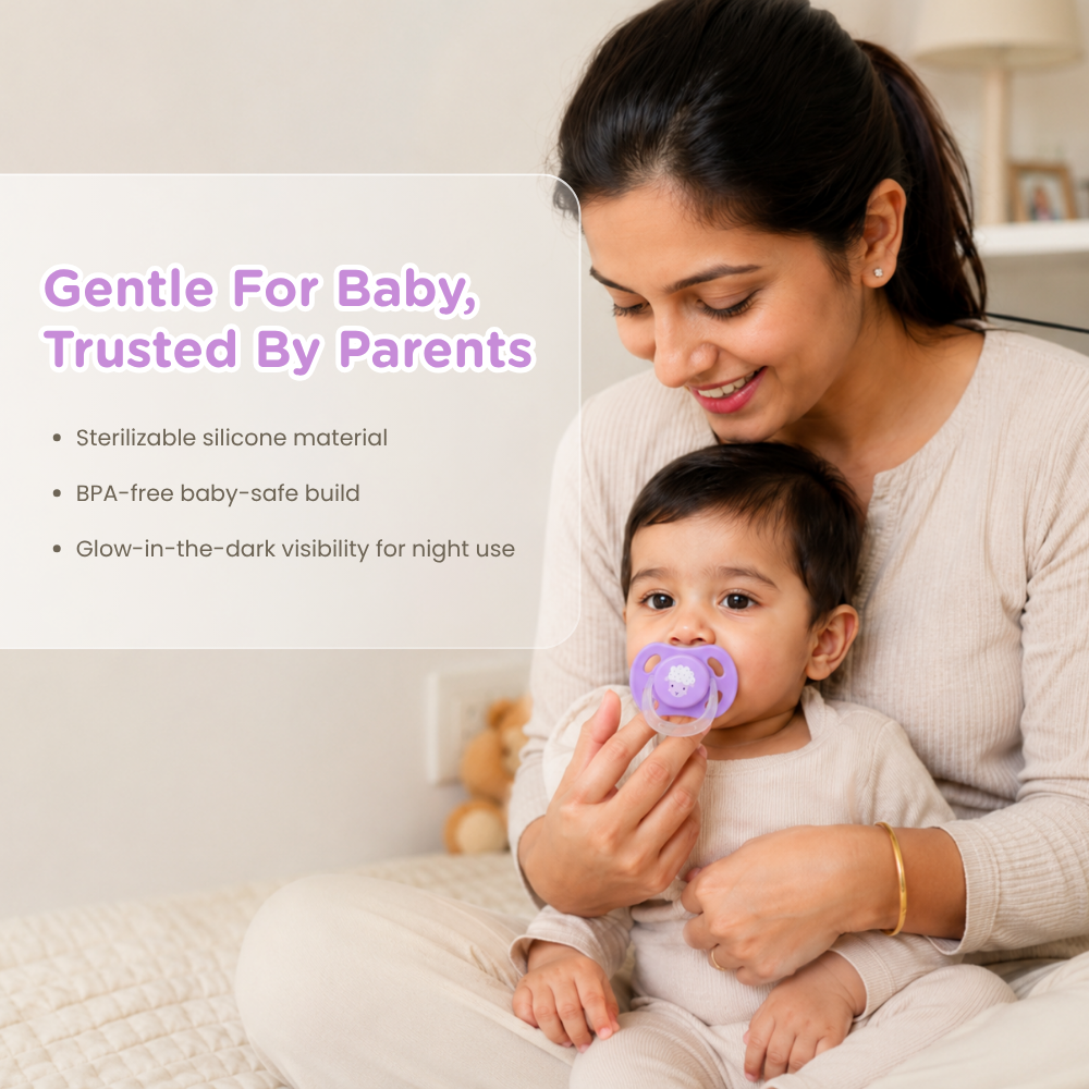 Adore Airo! The Symmetrical Pacifier that Glows in Dark with Storage Case- Purple