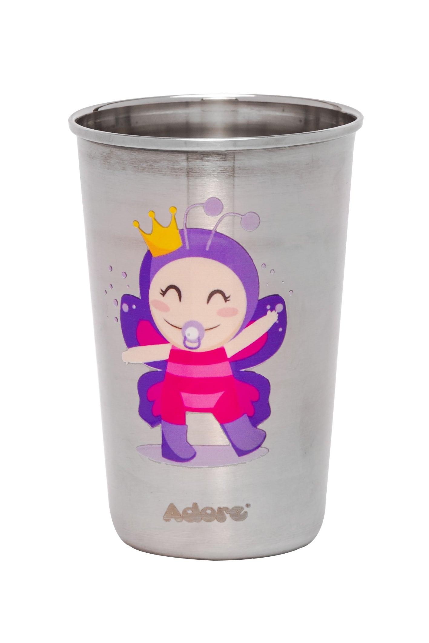 Adore Bliss Printed Stainless Steel Tumbler - 300ml - White and Purple