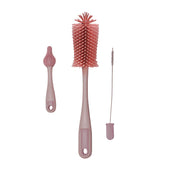 Adore Mama Bear 3 in 1 Silicon Bottle Cleaning Brush Kit- Pink