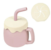 Adore ZEST 2 in 1 Silicone Sip n Snack Sippy Cup with Straw - 180 ml -Baby Pink