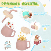 Adore ZEST 2 in 1 Silicone Sip n Snack Sippy Cup with Straw - 180 ml -Dark Green