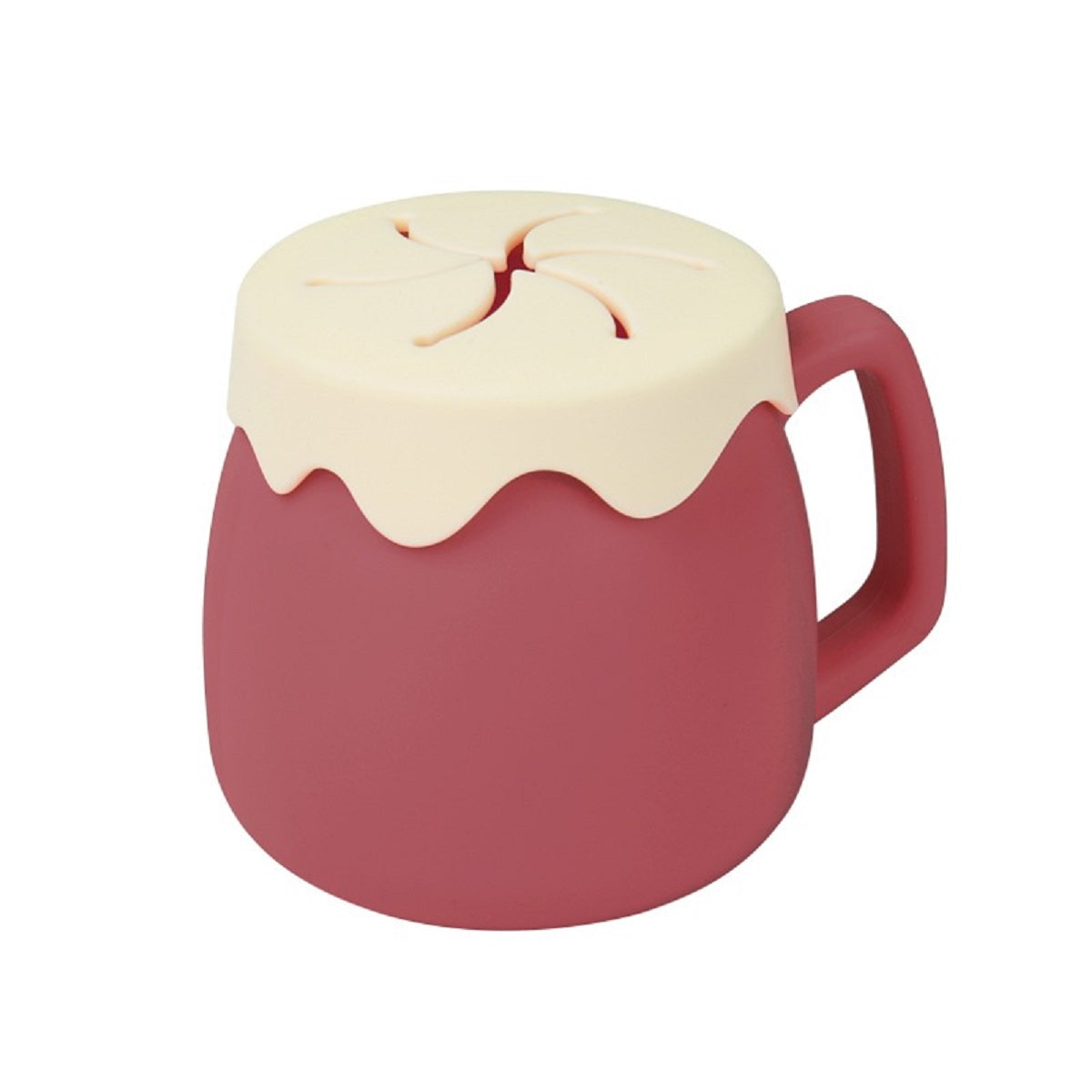 Adore ZEST 2 in 1 Silicone Sip n Snack Sippy Cup with Straw - 180 ml Dark Pink