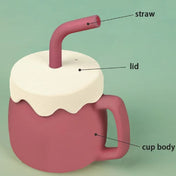 Adore ZEST 2 in 1 Silicone Sip n Snack Sippy Cup with Straw - 180 ml Dark Pink