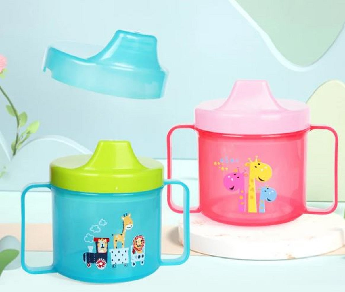 Adore Slurrp Mini Hard Spout Sipper with Twin Handle & Hood- 150ml Pink