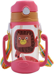 Adore JAFFA Lion Themed U Handle Straw Sipper with Adjustable Strap - 400ml Pink