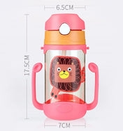 Adore JAFFA Lion Themed U Handle Straw Sipper with Adjustable Strap - 400ml Pink
