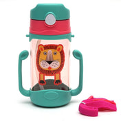 Adore JAFFA Lion Themed U Handle Straw Sipper with Adjustable Strap - 400ml Green