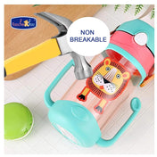 Adore JAFFA Lion Themed U Handle Straw Sipper with Adjustable Strap - 400ml Green