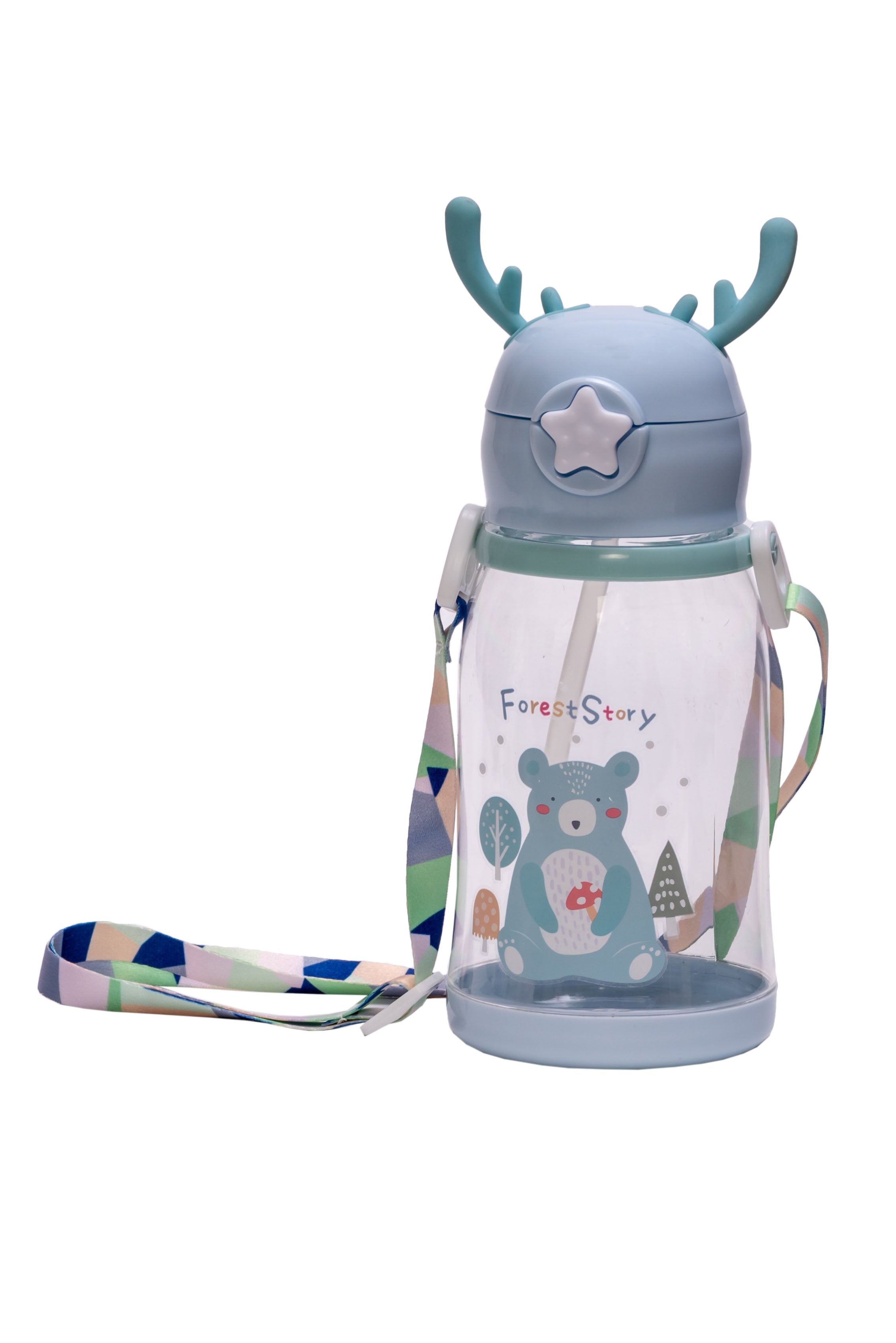 Adore Antillo Pop up Straw Sipper with Adjustable Strap 300ml - Blue