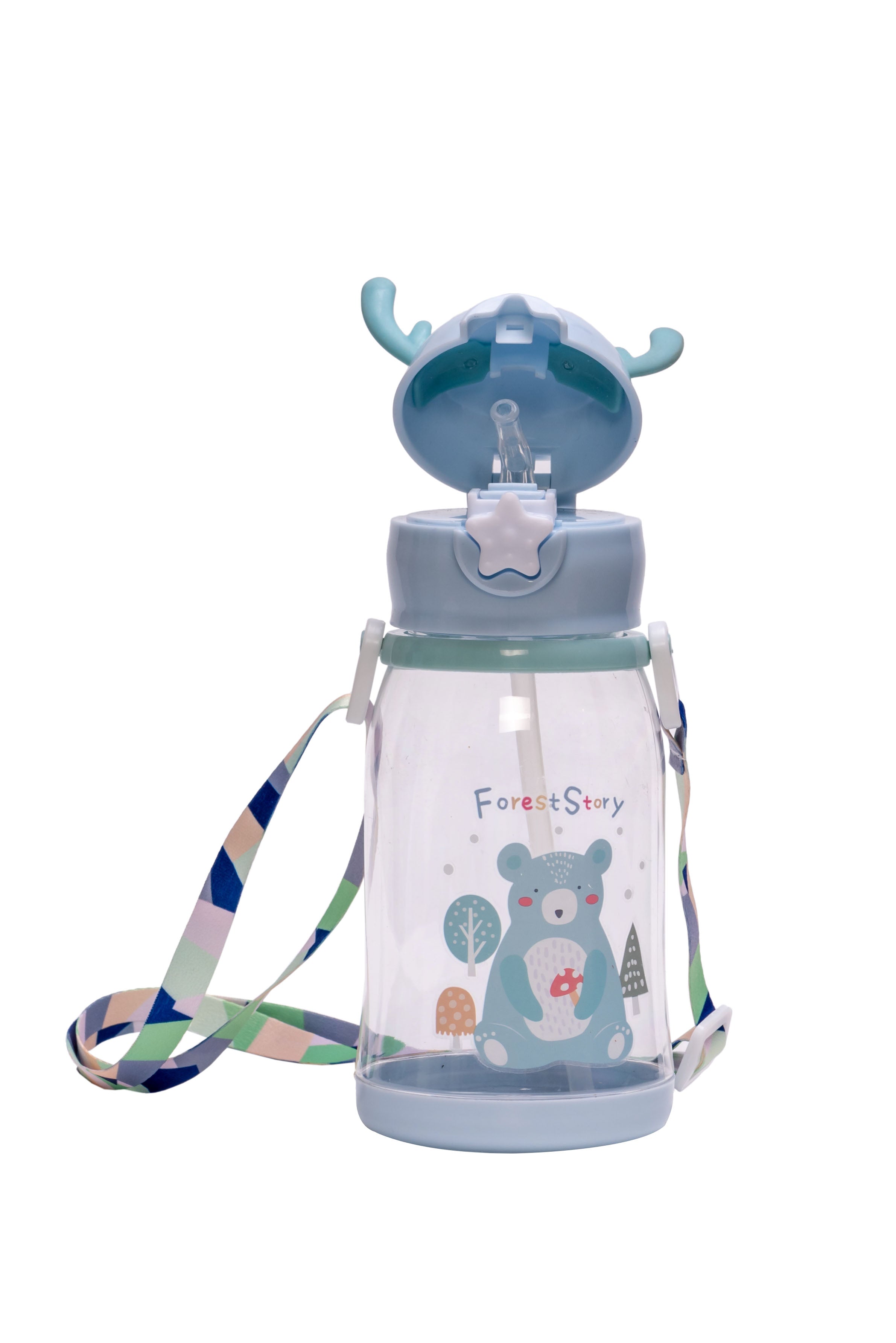 Adore Antillo Pop up Straw Sipper with Adjustable Strap 300ml - Blue