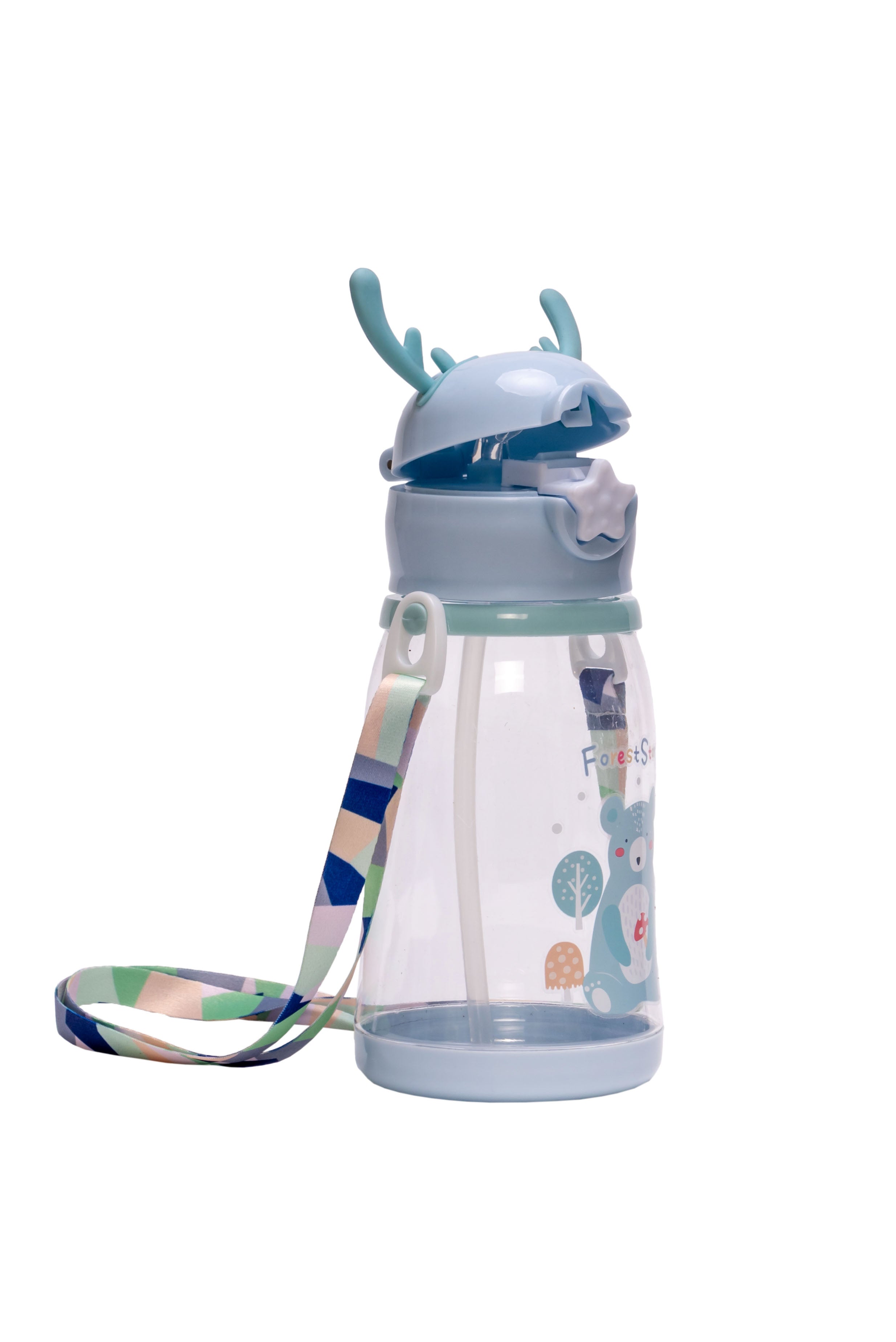 Adore Antillo Pop up Straw Sipper with Adjustable Strap 300ml - Blue
