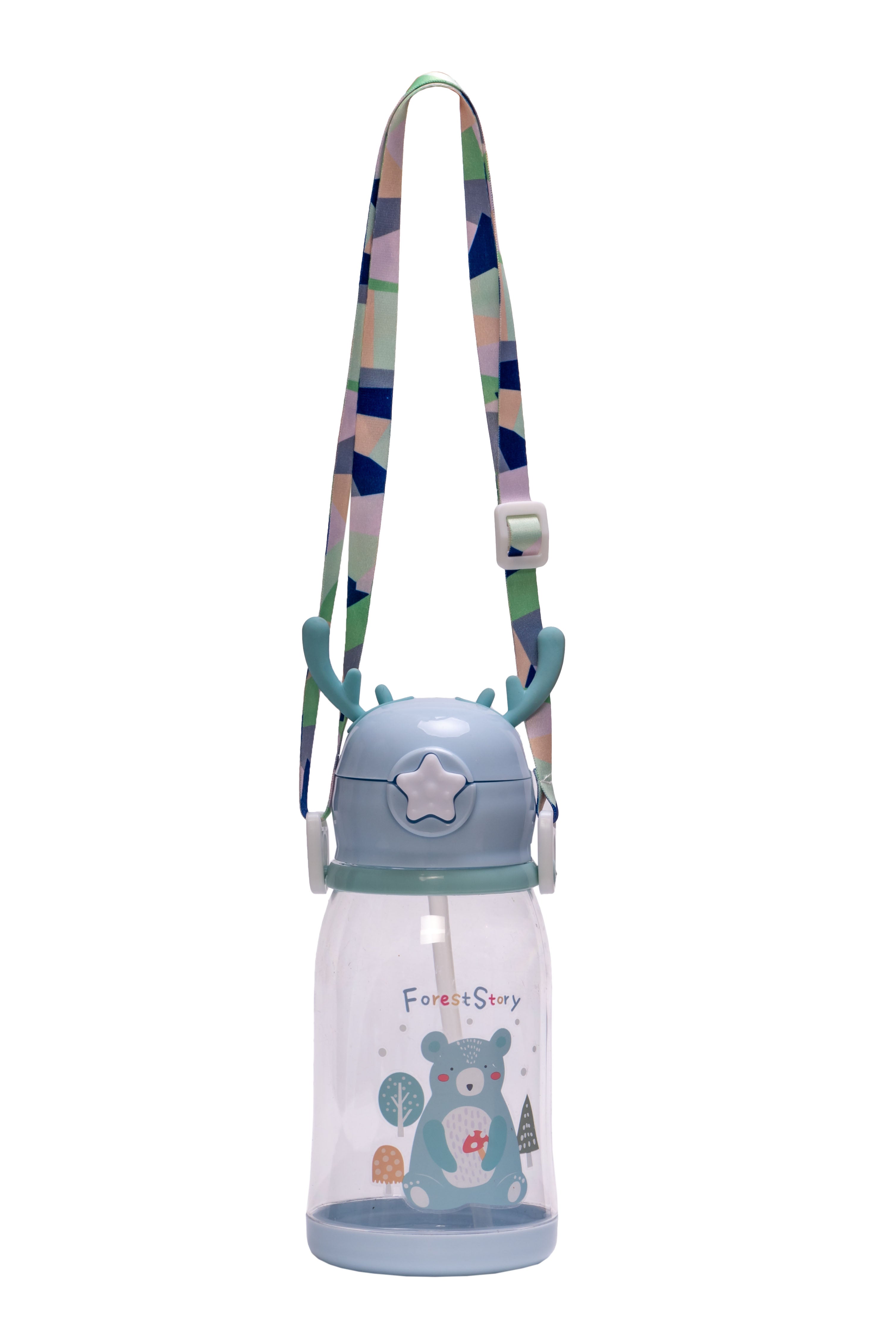 Adore Antillo Pop up Straw Sipper with Adjustable Strap 300ml - Blue