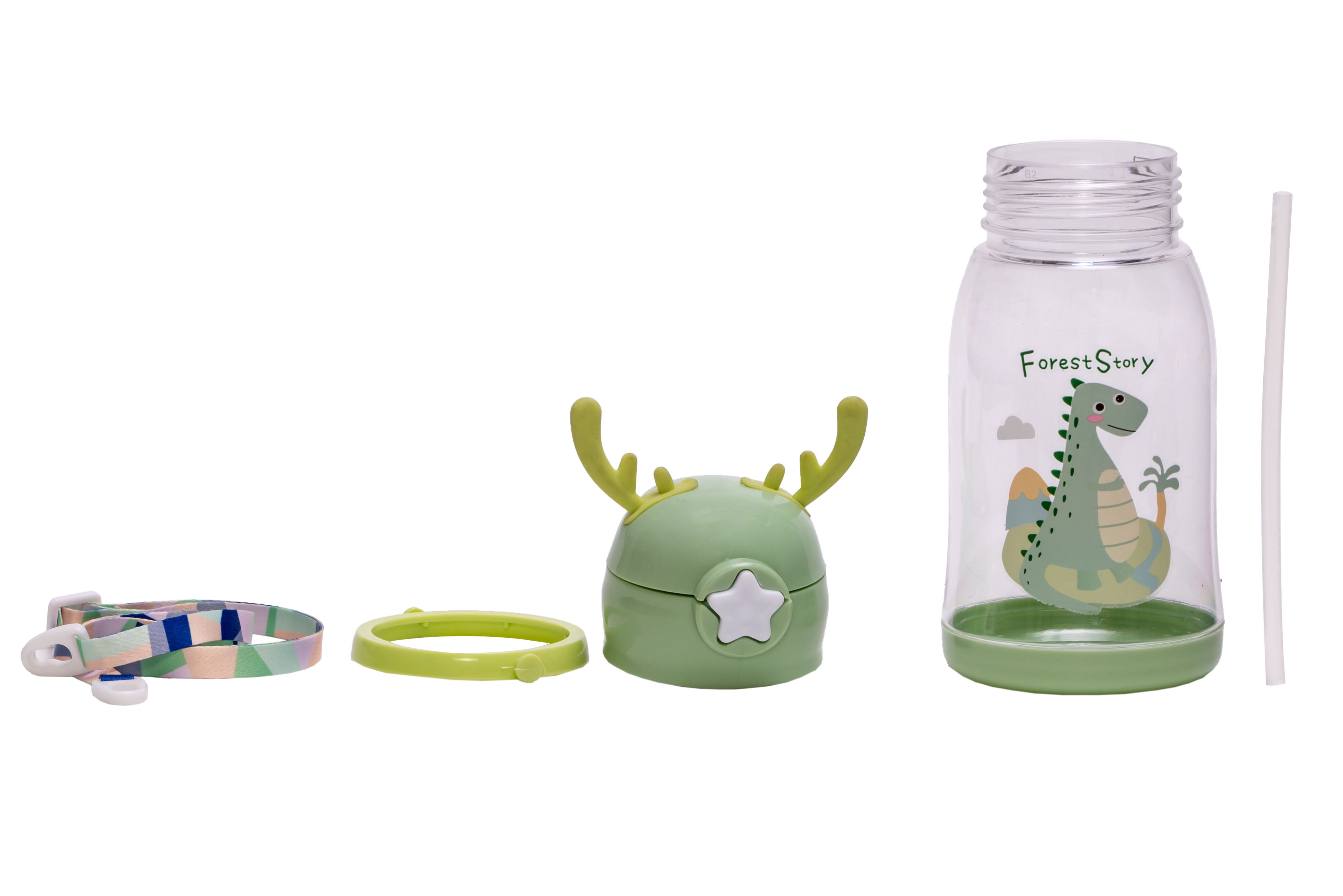 Adore Antillo Pop up Straw Sipper with Adjustable Strap 300ml - Green