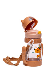 Adore Bear Hug! The U Shaped Twin Handle Straw Sipper with Adjustable Strap - Brown