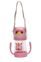 Adore Bear Hug! The U Shaped Twin Handle Straw Sipper with Adjustable Strap - Pink