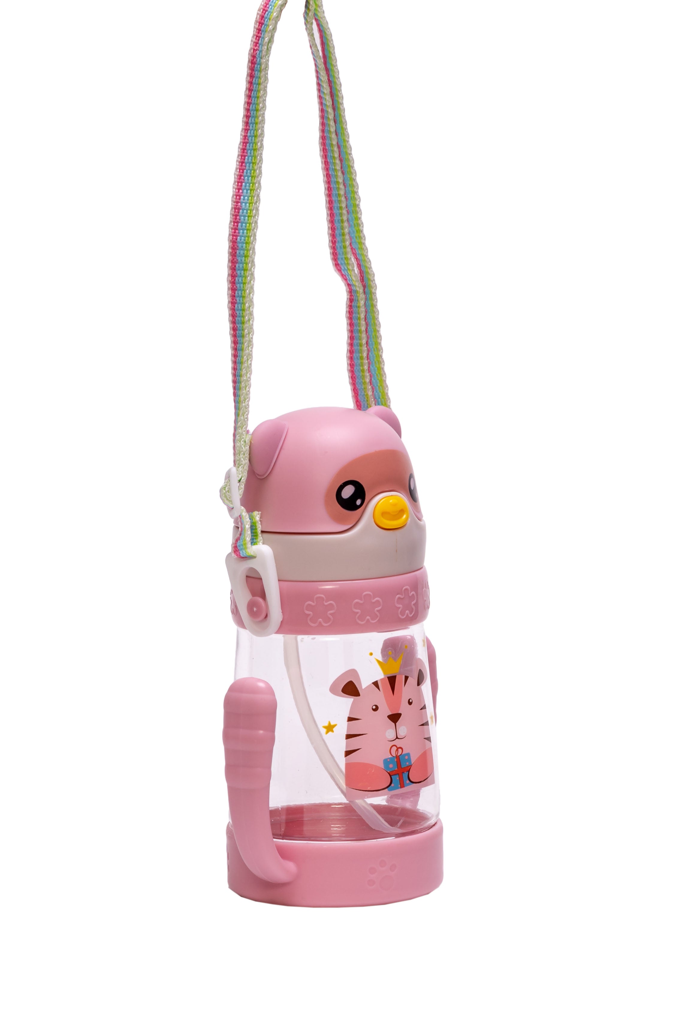 Adore Bear Hug! The U Shaped Twin Handle Straw Sipper with Adjustable Strap - Pink