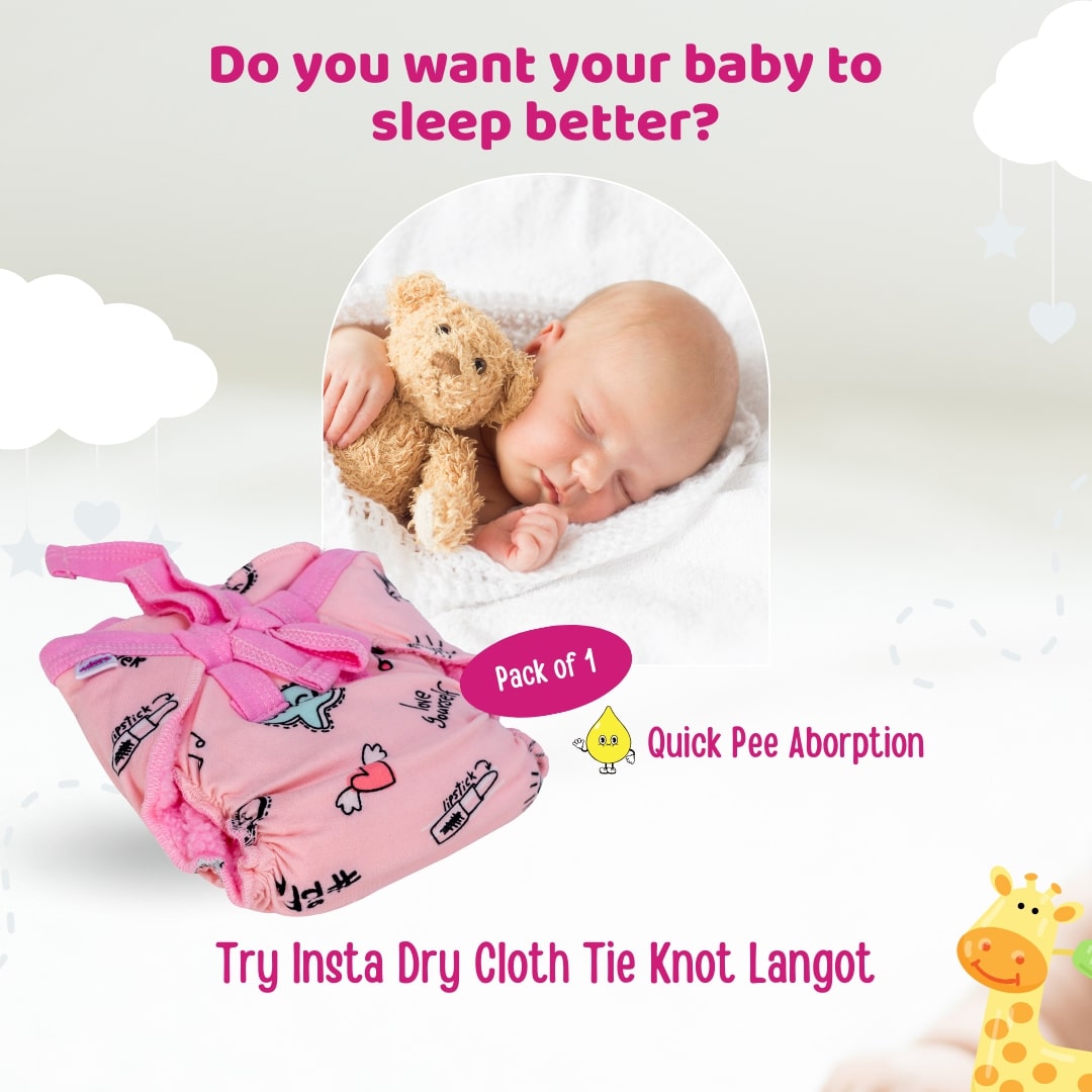 Adore Insta Dry Baby Cloth Tie Knot Langot- 9-12 Months Pink Donut L