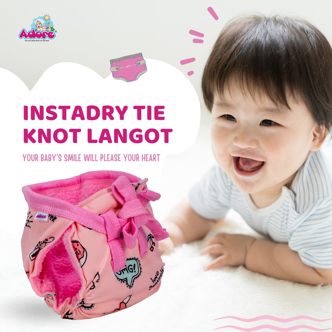 Adore Insta Dry Baby Cloth Tie Knot Langot- 0- 3 Months  Pink Donut S