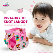 Adore Insta Dry Baby Cloth Tie Knot Langot- 0- 3 Months  Pink Animal S